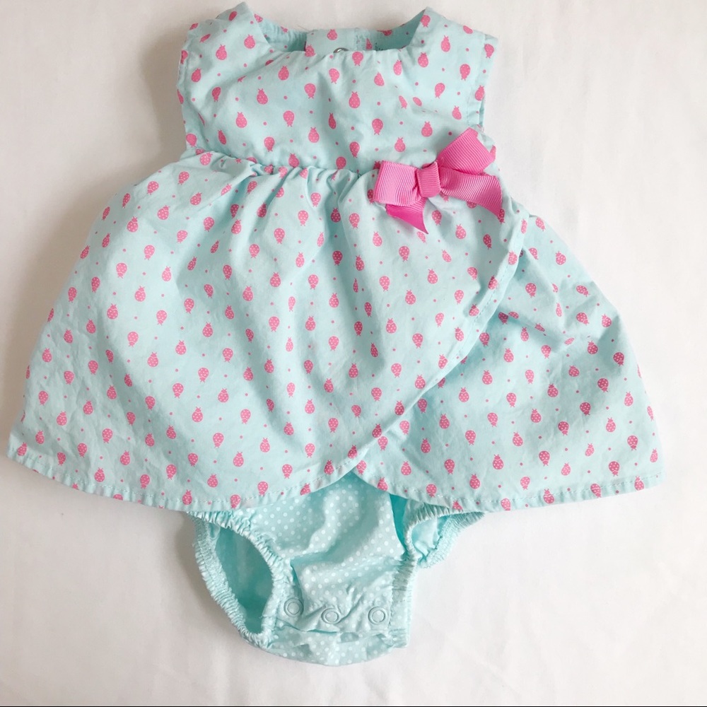 CARTERS Light Blue Dress Ladybug Design